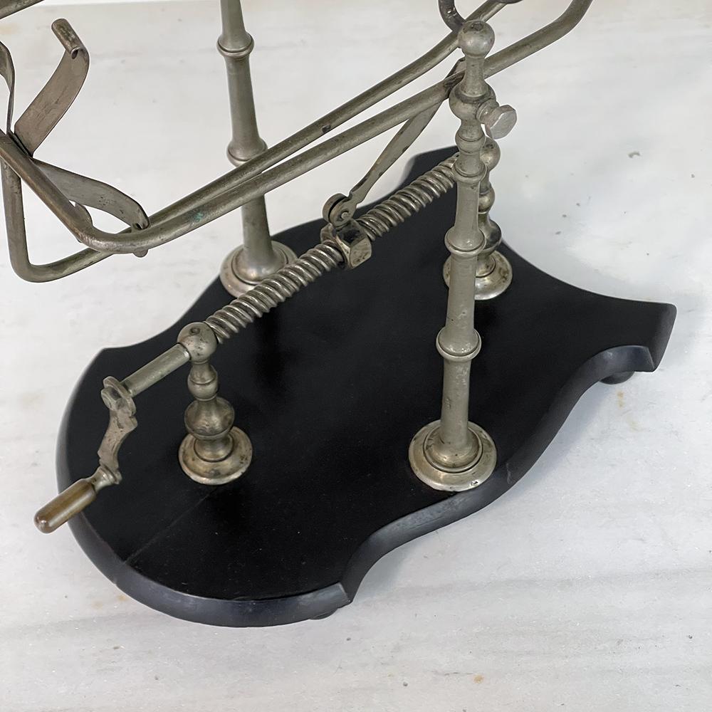 Antique French Nickeled Brass Mechanical Wine Cradle ~ Server 8