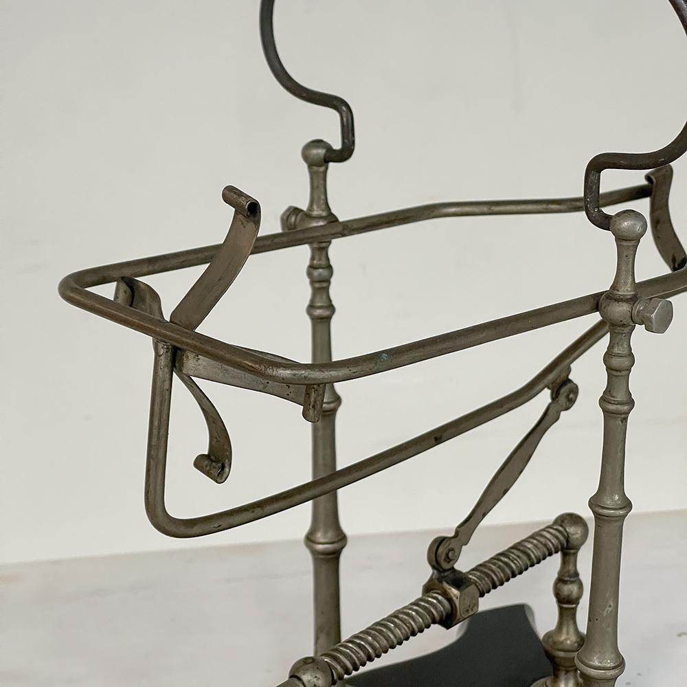 Antique French Nickeled Brass Mechanical Wine Cradle ~ Server 9