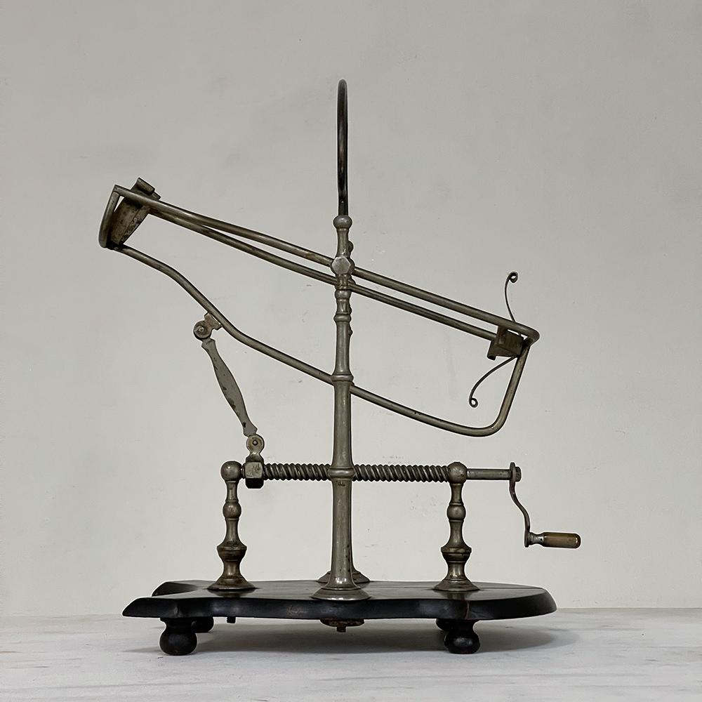 Antique French Nickeled Brass Mechanical Wine Cradle ~ Server 12