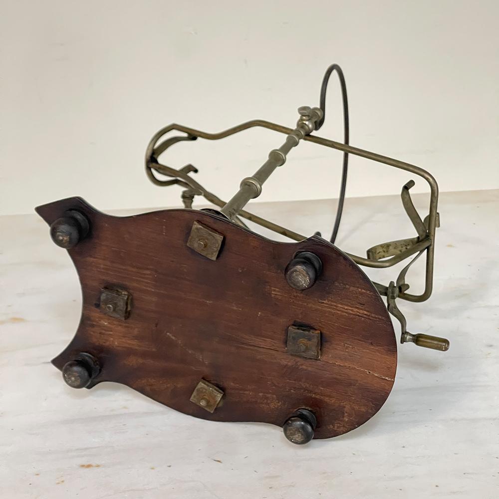Antique French Nickeled Brass Mechanical Wine Cradle ~ Server 13