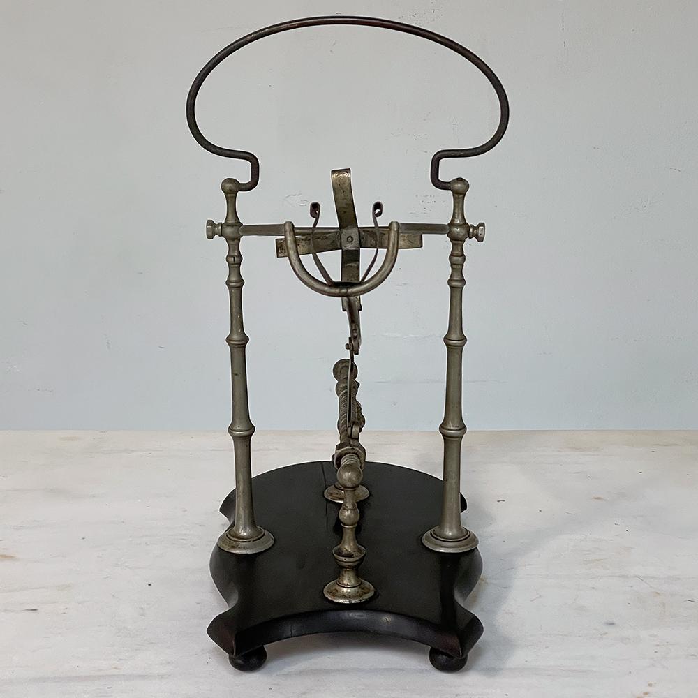 Ebonized Antique French Nickeled Brass Mechanical Wine Cradle ~ Server