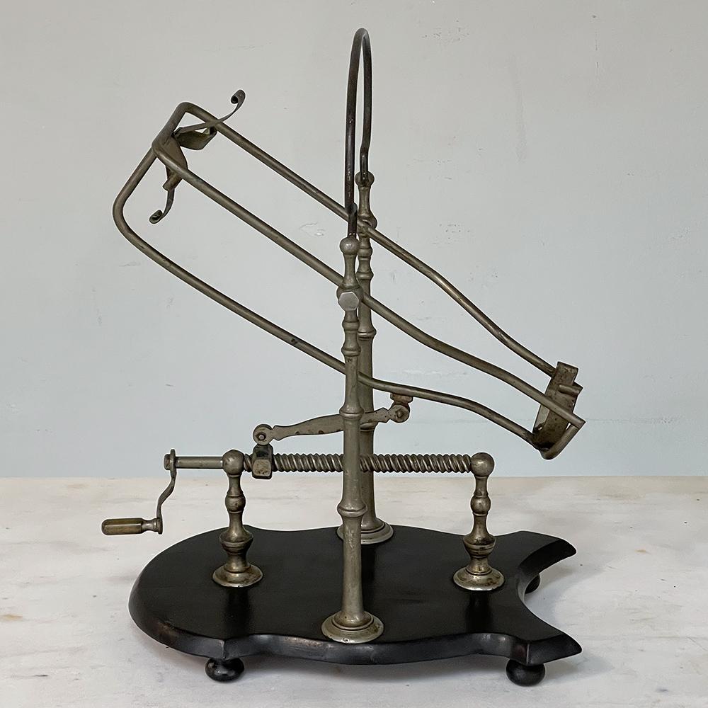 Antique French Nickeled Brass Mechanical Wine Cradle ~ Server 1