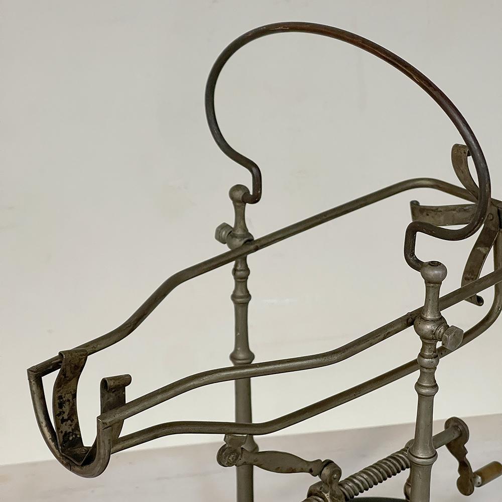 Antique French Nickeled Brass Mechanical Wine Cradle ~ Server 3