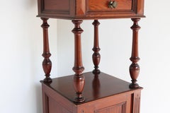 Antique French Night Stand / Bedside Table Pitchpine Red Belgian Marble Top 1900