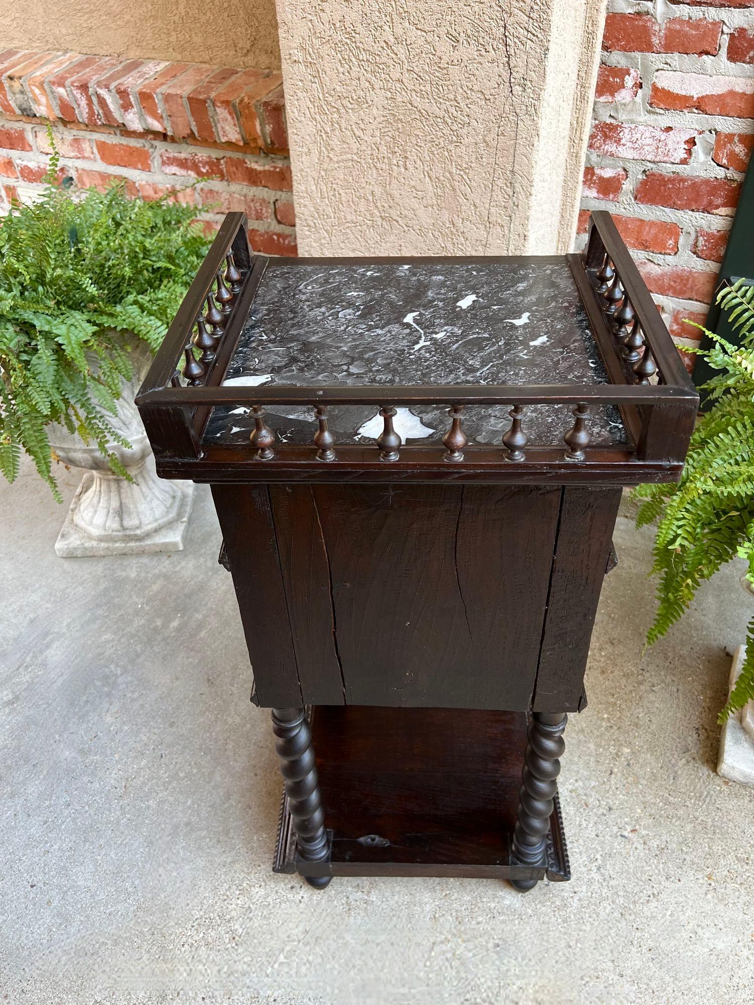 Antique French Nightstand Table Cabinet Brittany Breton Marble Barley Twist For Sale 14