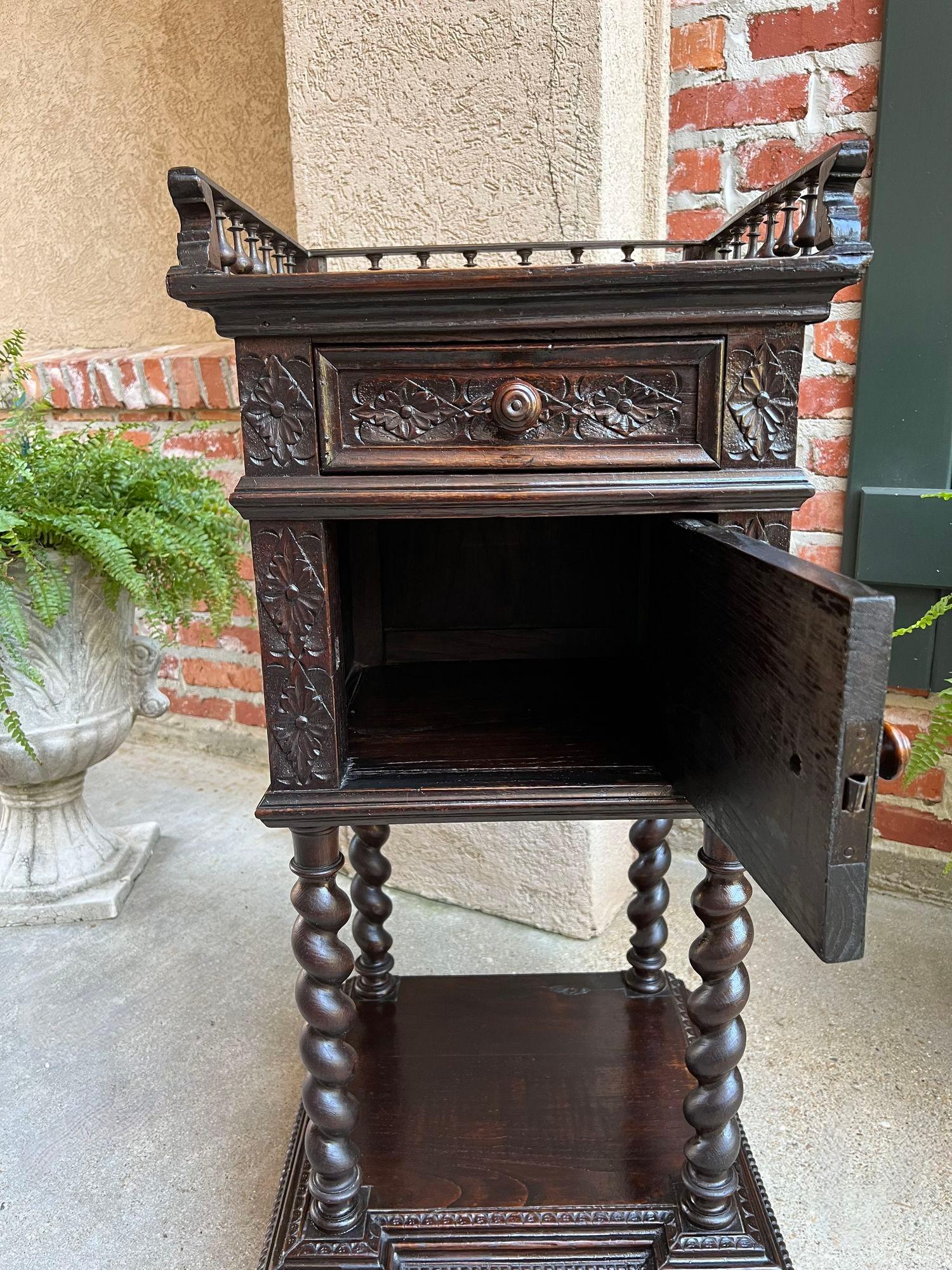 Antique French Nightstand Table Cabinet Brittany Breton Marble Barley Twist For Sale 3