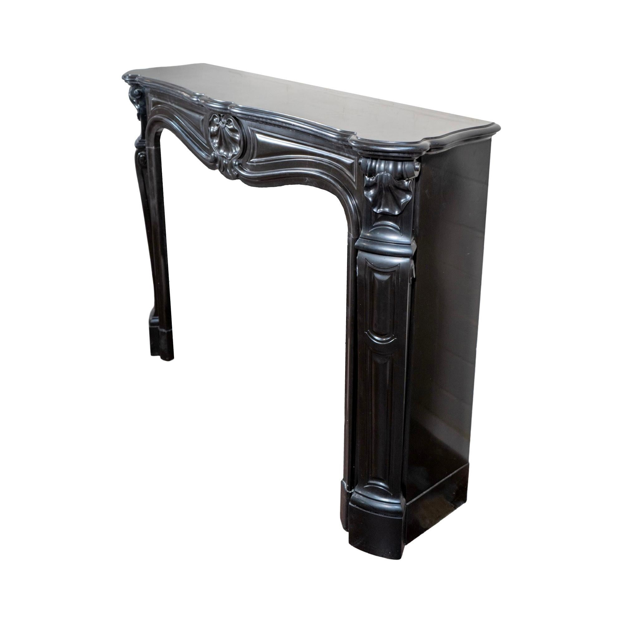 19th Century Antique French Noir de Mazy Marble Mantel For Sale