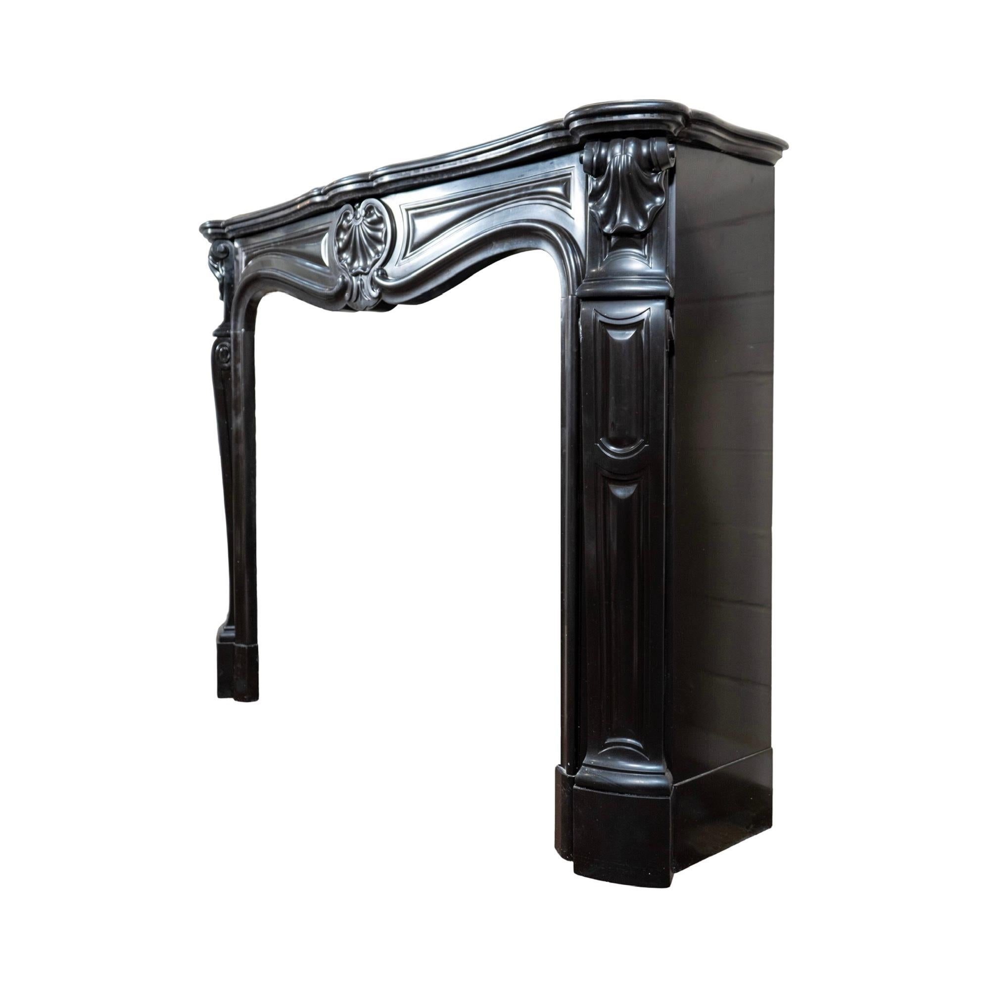 Antique French Noir de Mazy Marble Mantel For Sale 1