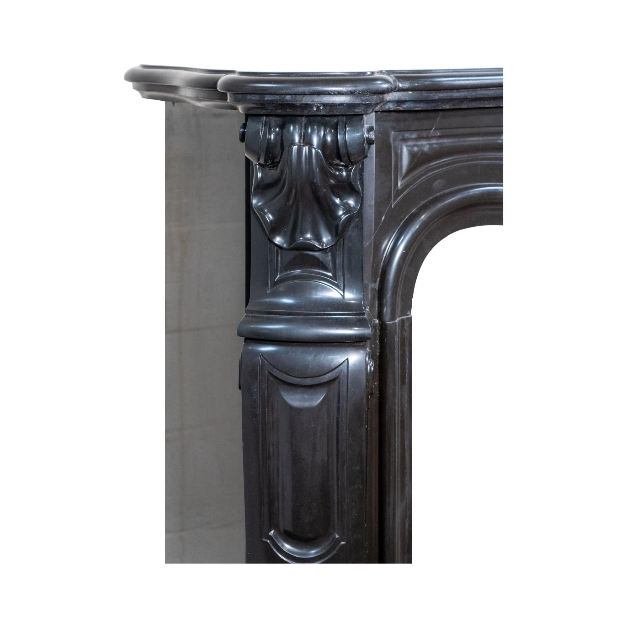 Antique French Noir de Mazy Marble Mantel For Sale 4