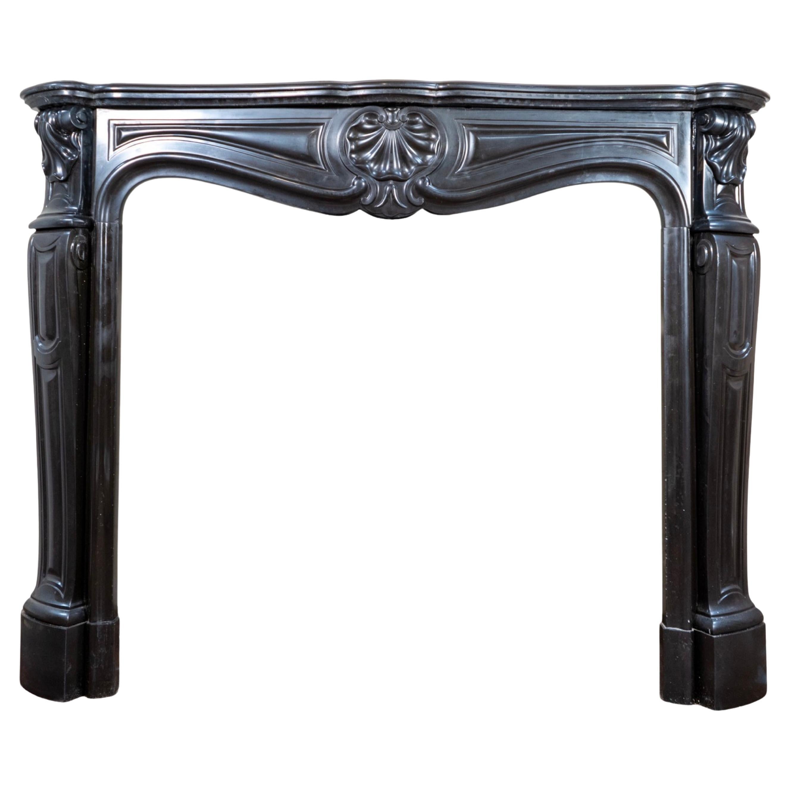 Antique French Noir de Mazy Marble Mantel For Sale