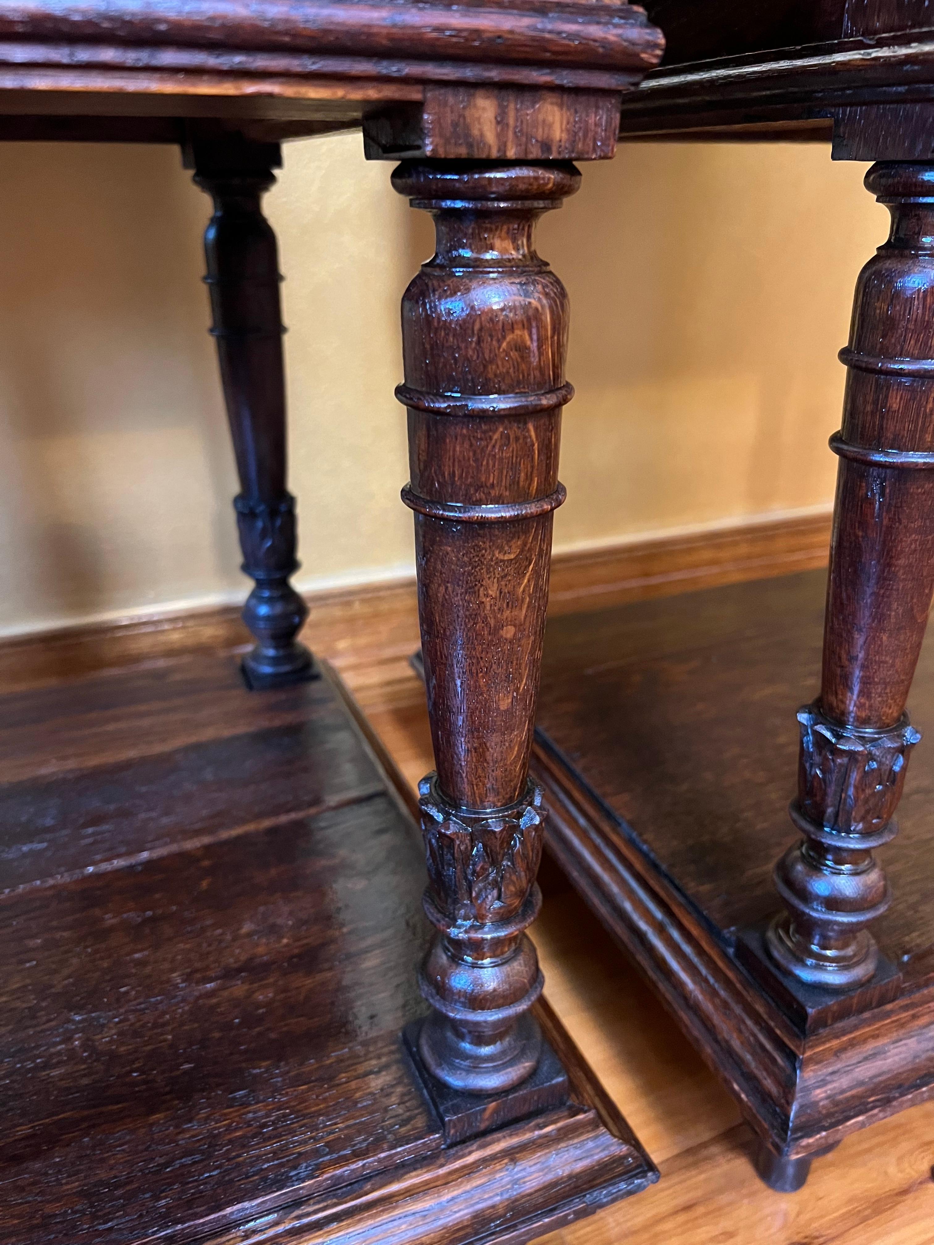 Antique French Oak 19th Century Marble Top Bedside Tables For Sale 6