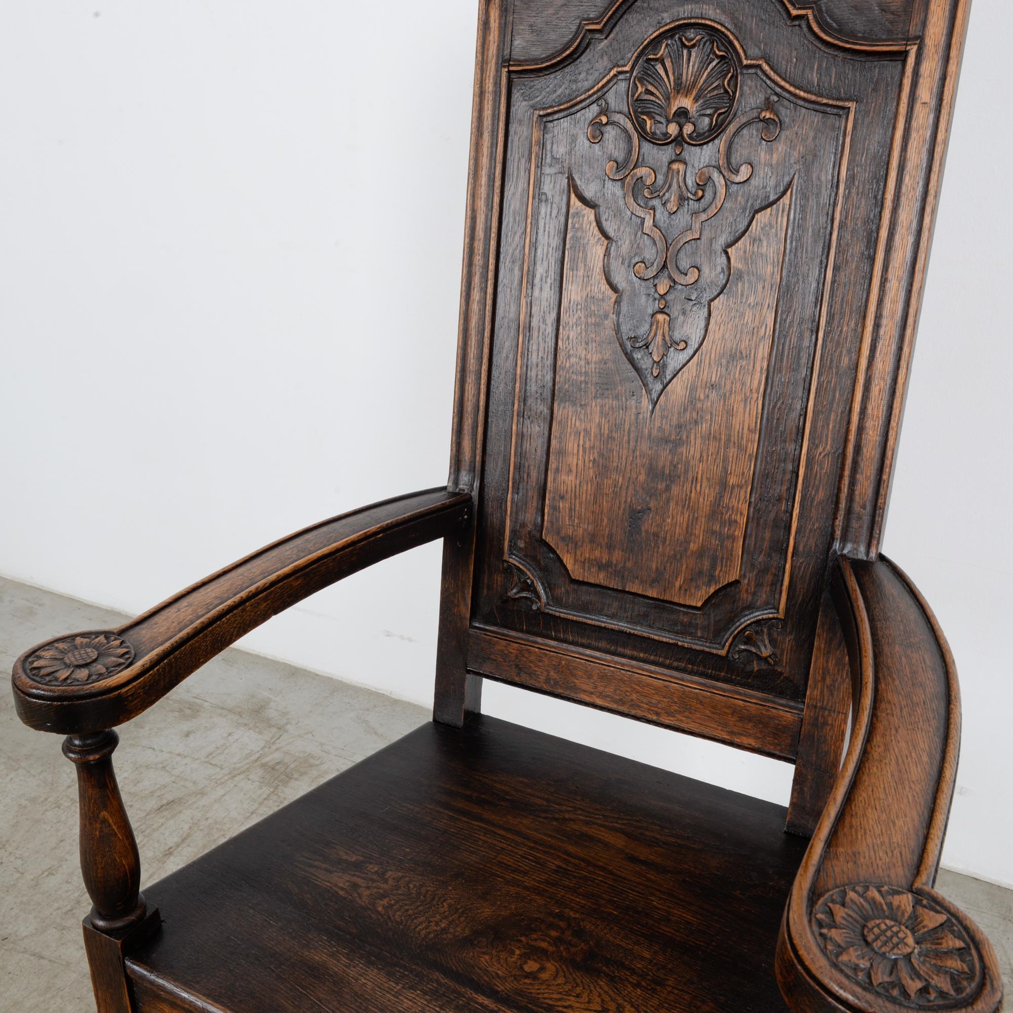 Antique French Oak Accent Armchair 5