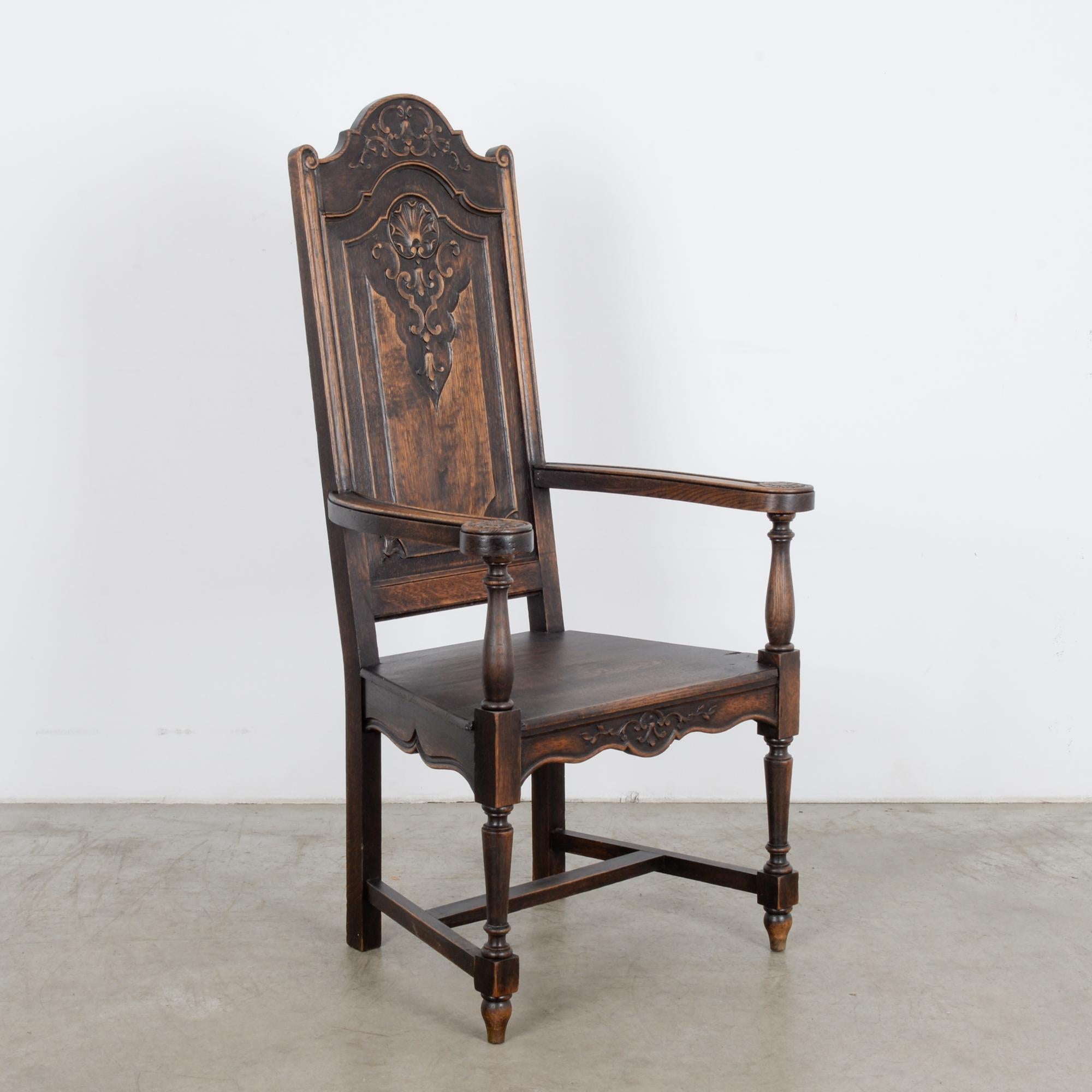 French Provincial Antique French Oak Accent Armchair