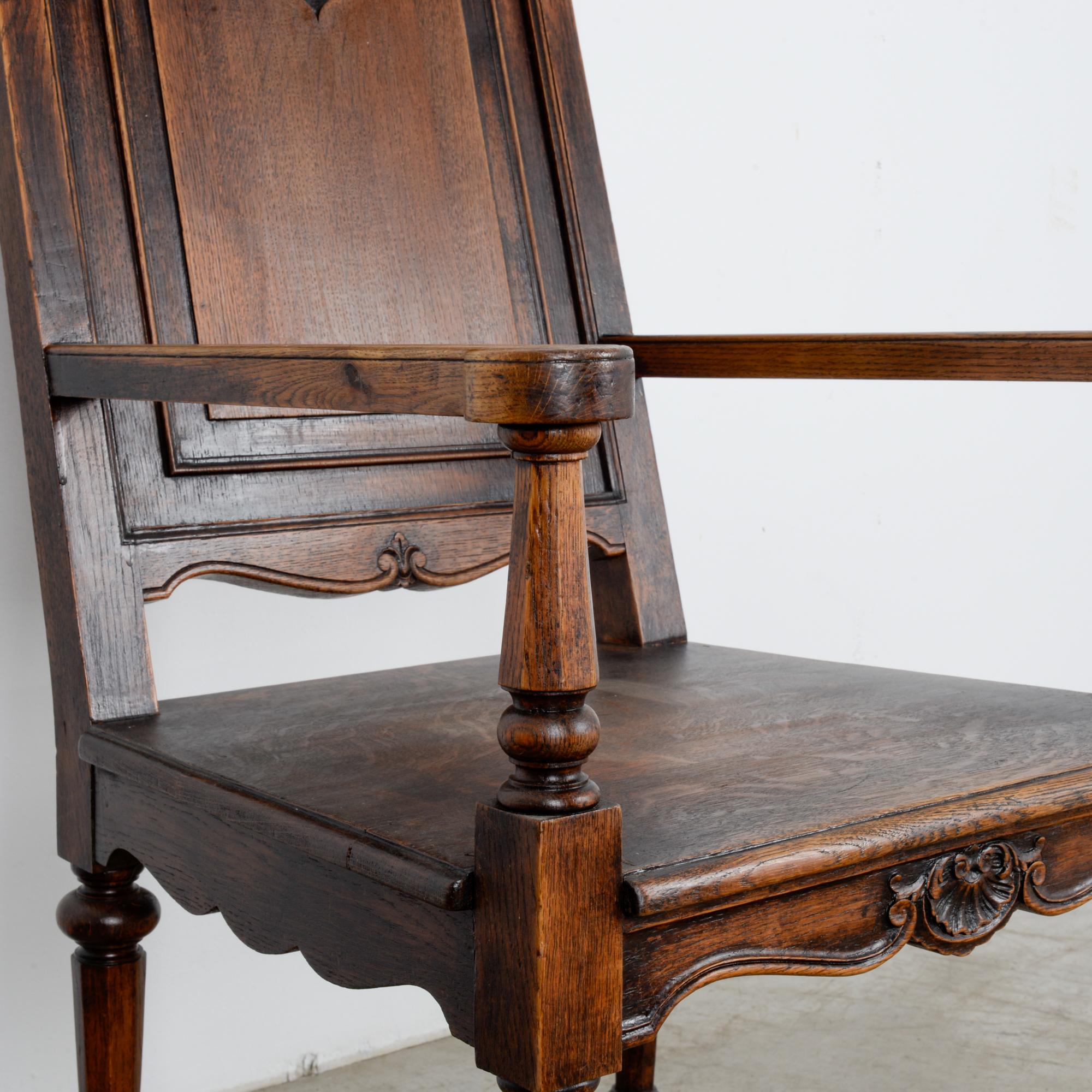 Antique French Oak Accent Chair 4