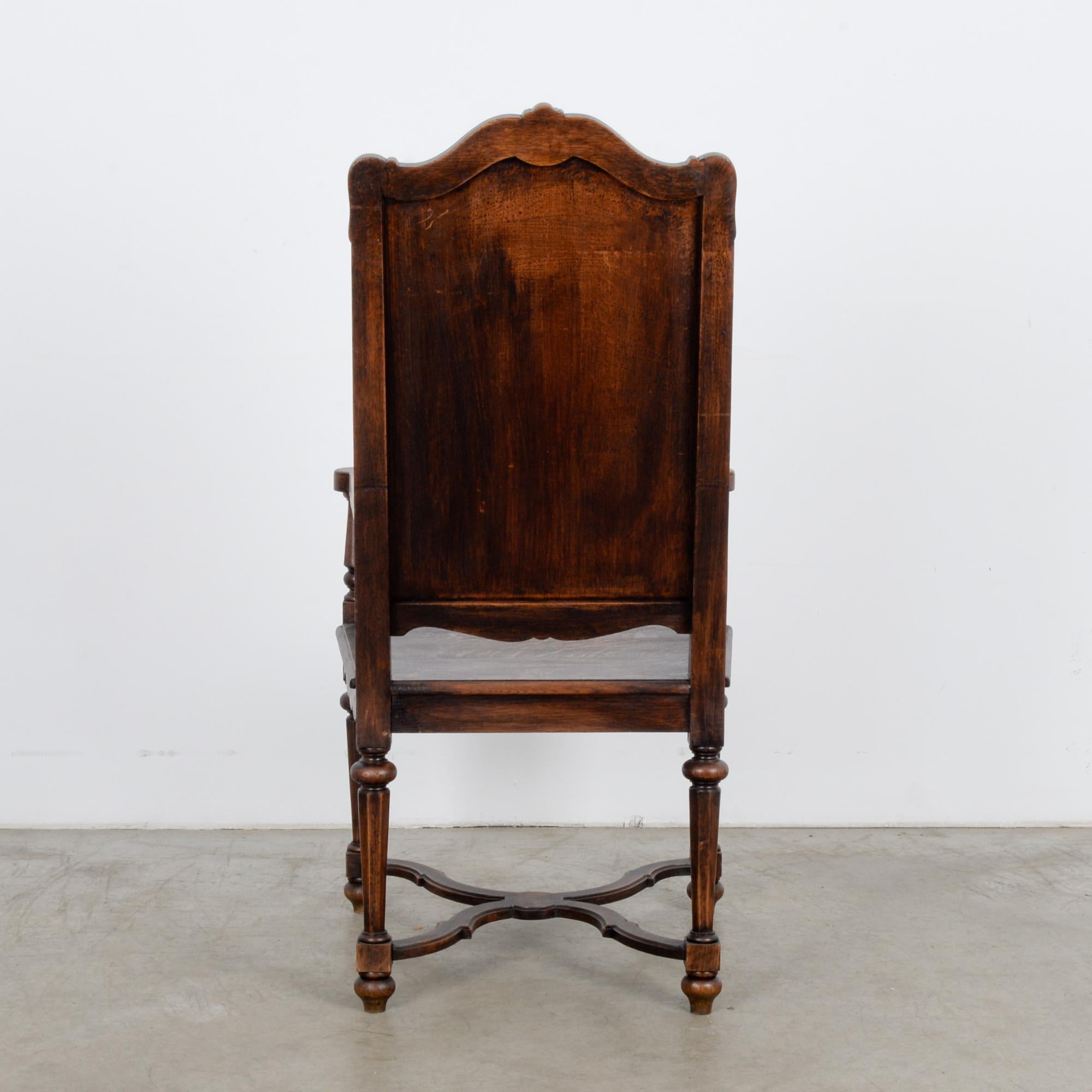 European Antique French Oak Accent Chair