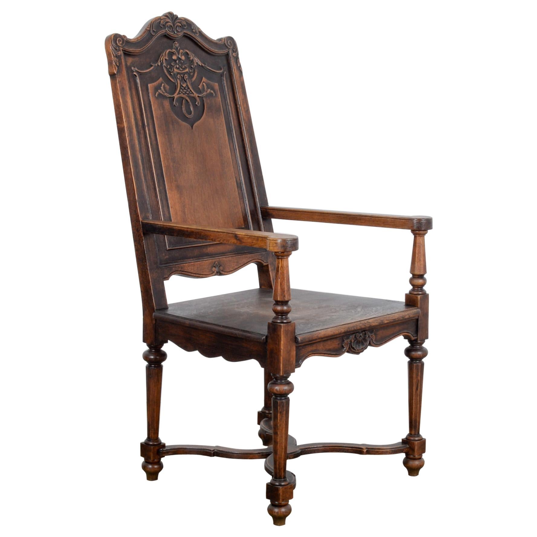 Antique French Oak Accent Chair