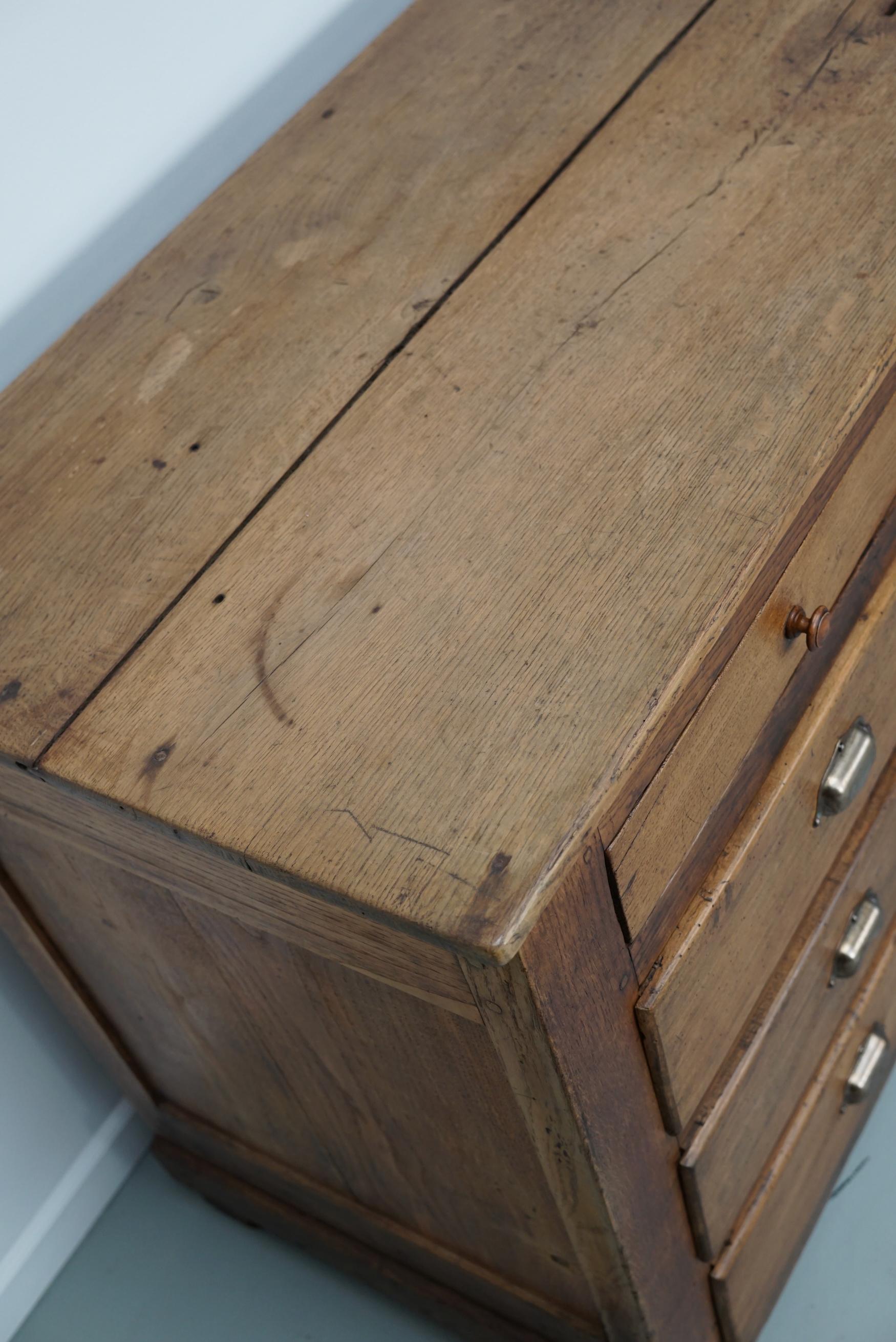 Antique French Oak and Beech Rustic Bank of Apothecary Drawers, Circa 1910 For Sale 6