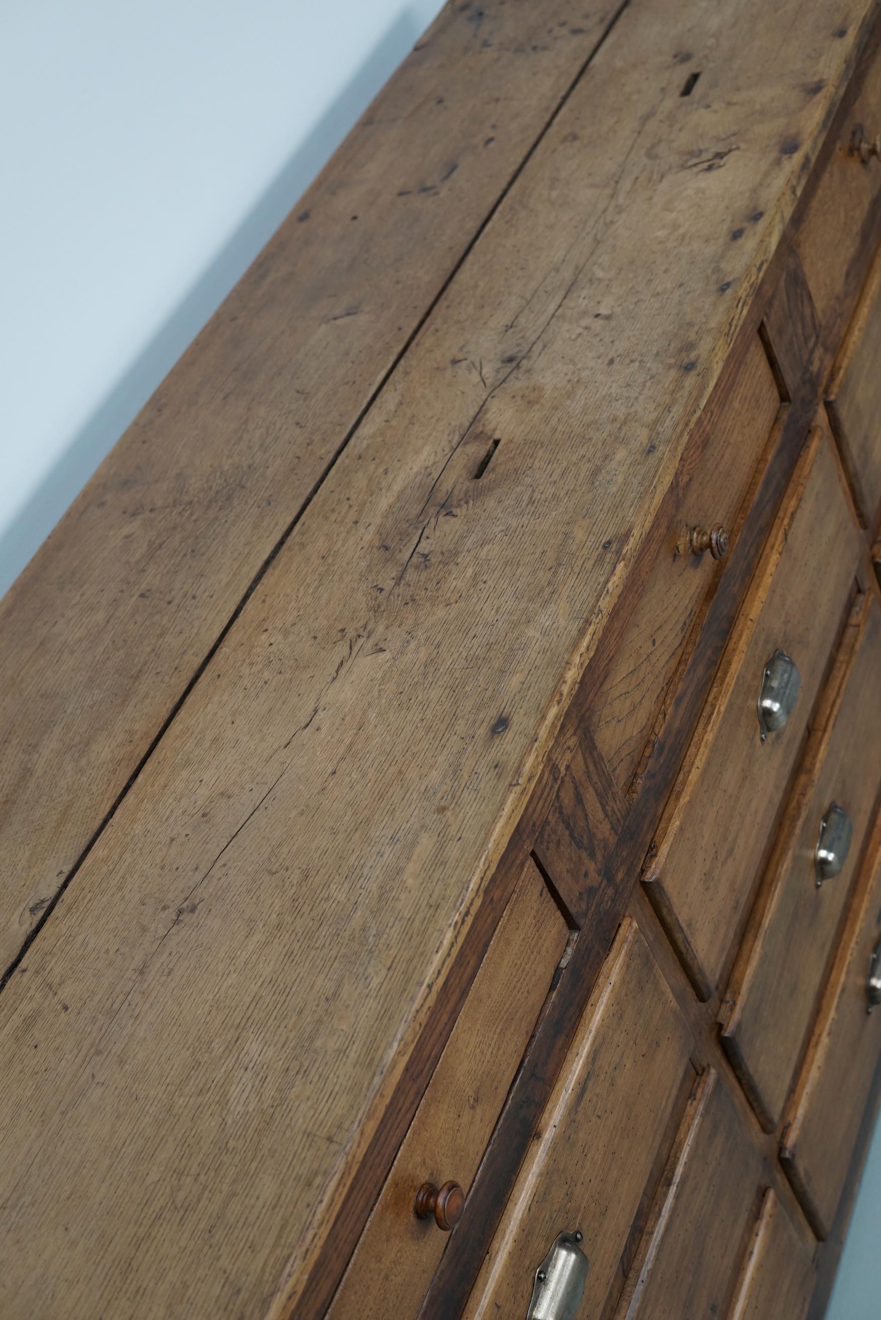 Antique French Oak and Beech Rustic Bank of Apothecary Drawers, Circa 1910 For Sale 7