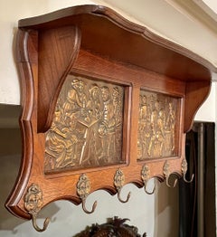 Antique French Oak and Brass "Tavern" Pot Rack, Circa 1880.