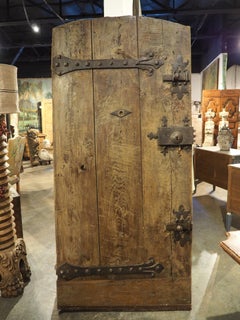 Antique French Oak and Iron Studded Entry Door from Provence, 19th Century