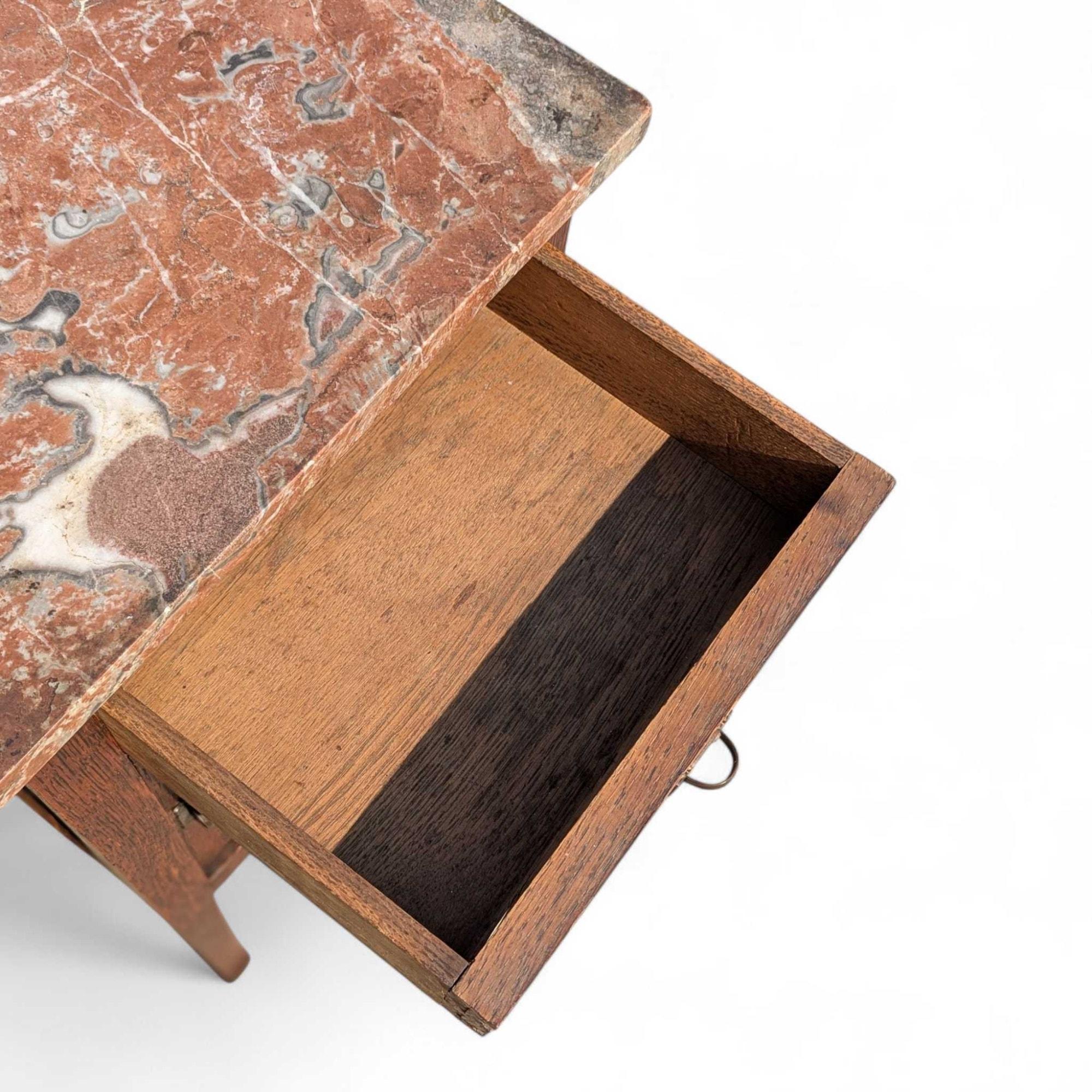 Antique French Oak and Marble Nightstands, Early 20th Century, Pair en vente 10
