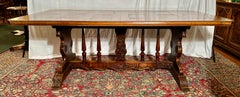 Antique French Oak and Walnut Parquetry Vineyard Table, Circa 1860.