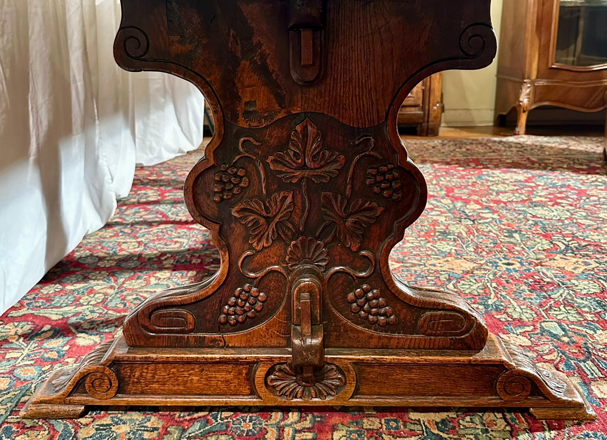 Antique French Oak and Walnut Parquetry Vineyard Table, Circa 1860. For Sale 3