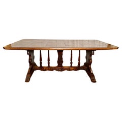 Antique French Oak and Walnut Parquetry Vineyard Table, Circa 1860.