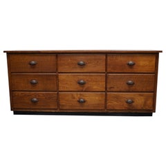 Antique French Oak Apothecary Cabinet / Bank of Drawers, Early 20th Century