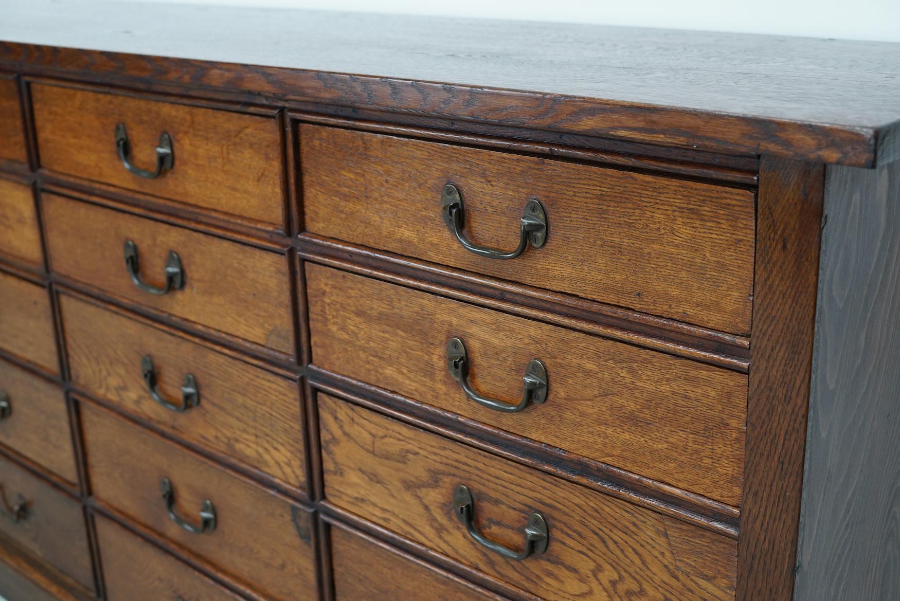 Antique French Oak Apothecary / Filing Cabinet, Early 20th Century 6