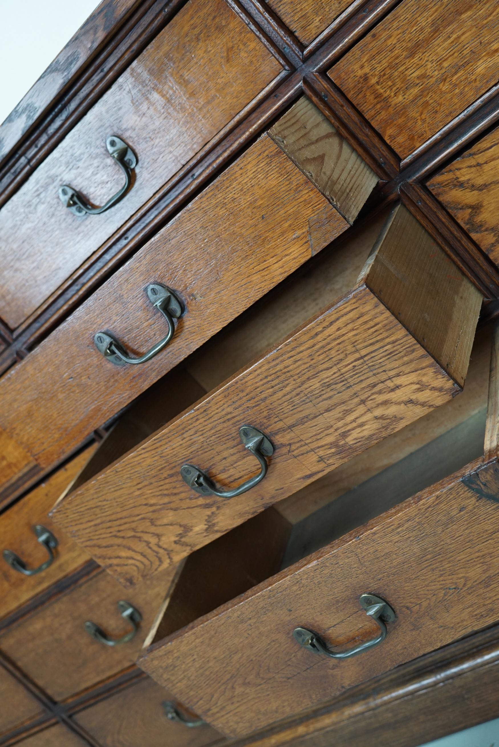 Antique French Oak Apothecary / Filing Cabinet, Early 20th Century 9