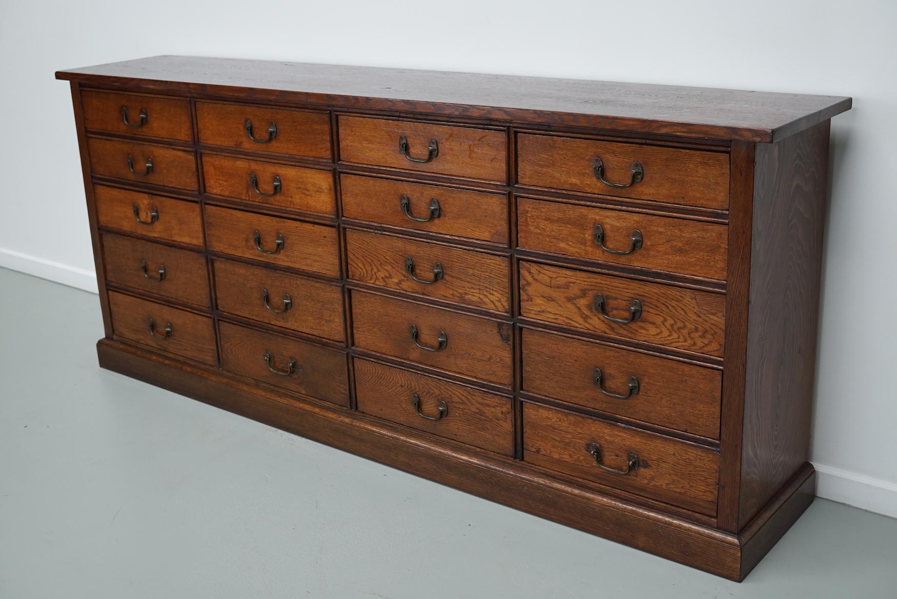 Antique French Oak Apothecary / Filing Cabinet, Early 20th Century 10