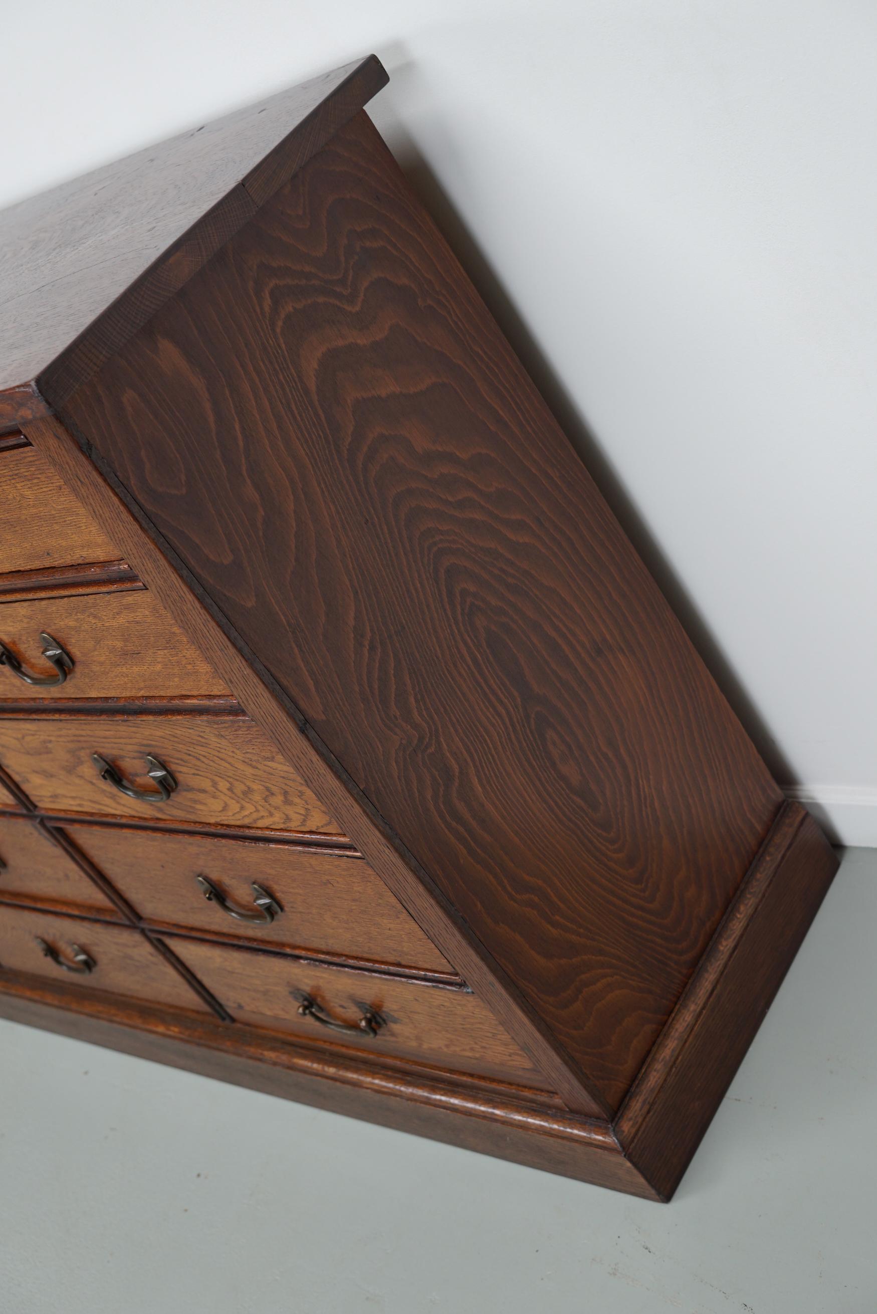 Antique French Oak Apothecary / Filing Cabinet, Early 20th Century 11