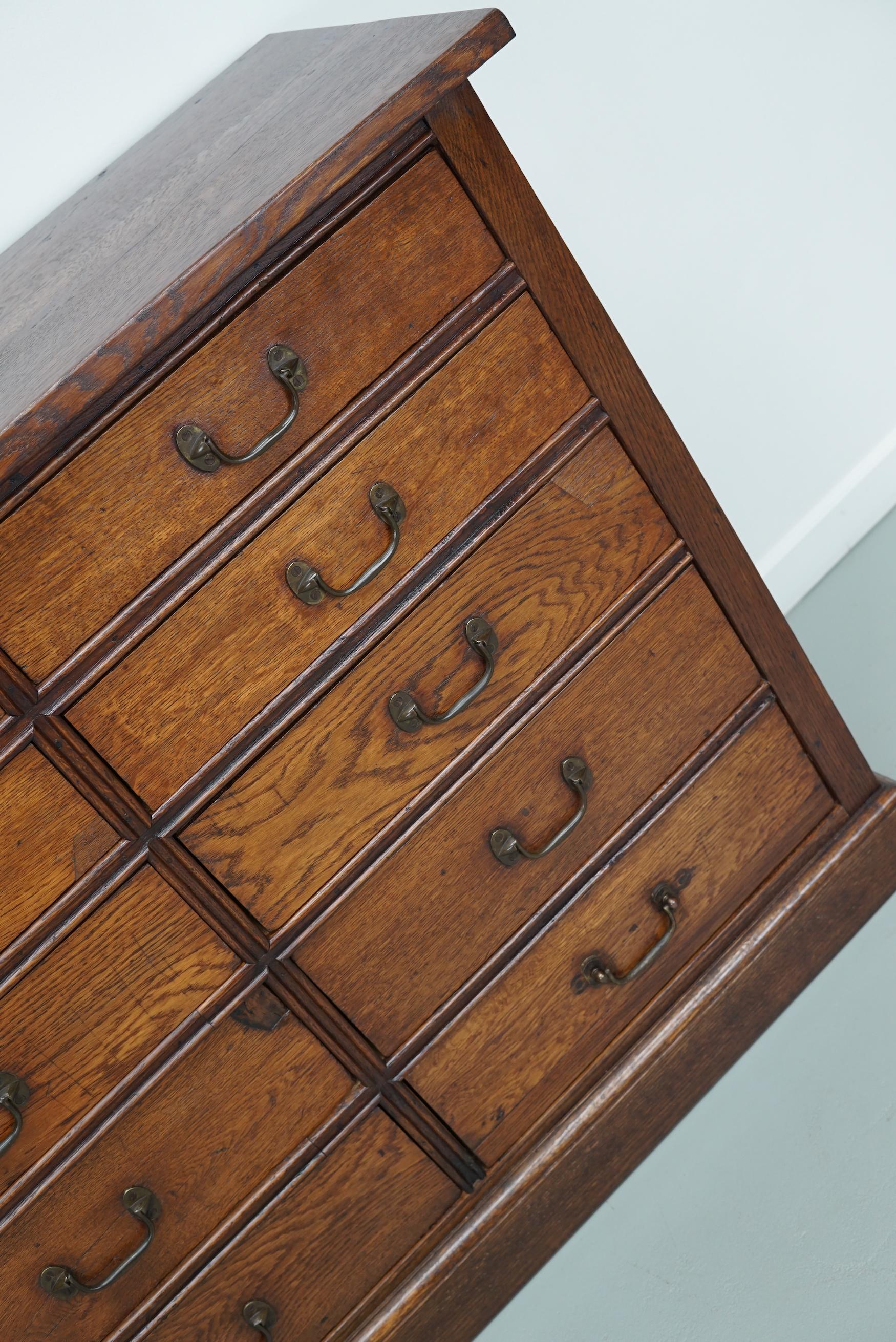 Antique French Oak Apothecary / Filing Cabinet, Early 20th Century 12