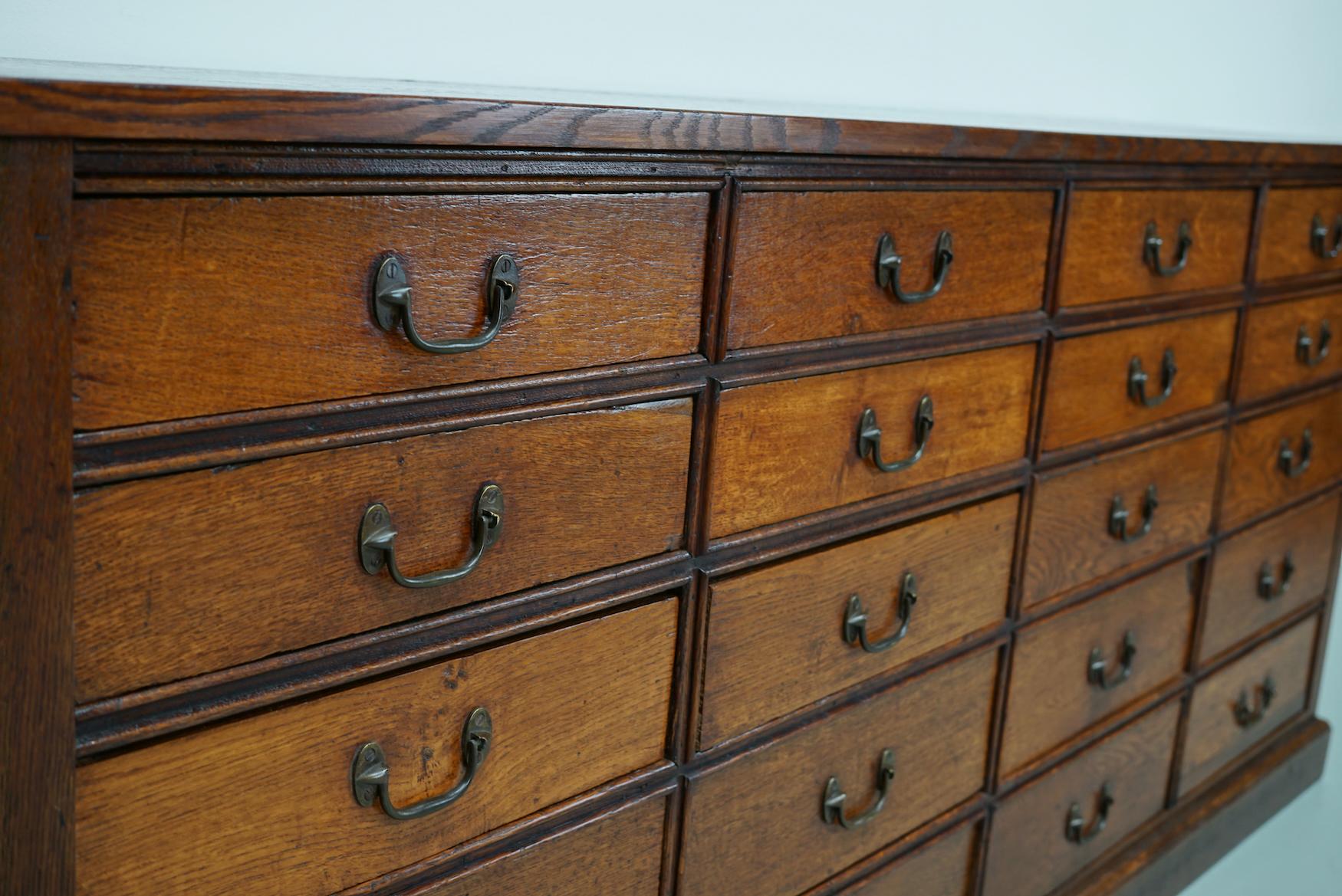 Antique French Oak Apothecary / Filing Cabinet, Early 20th Century 1