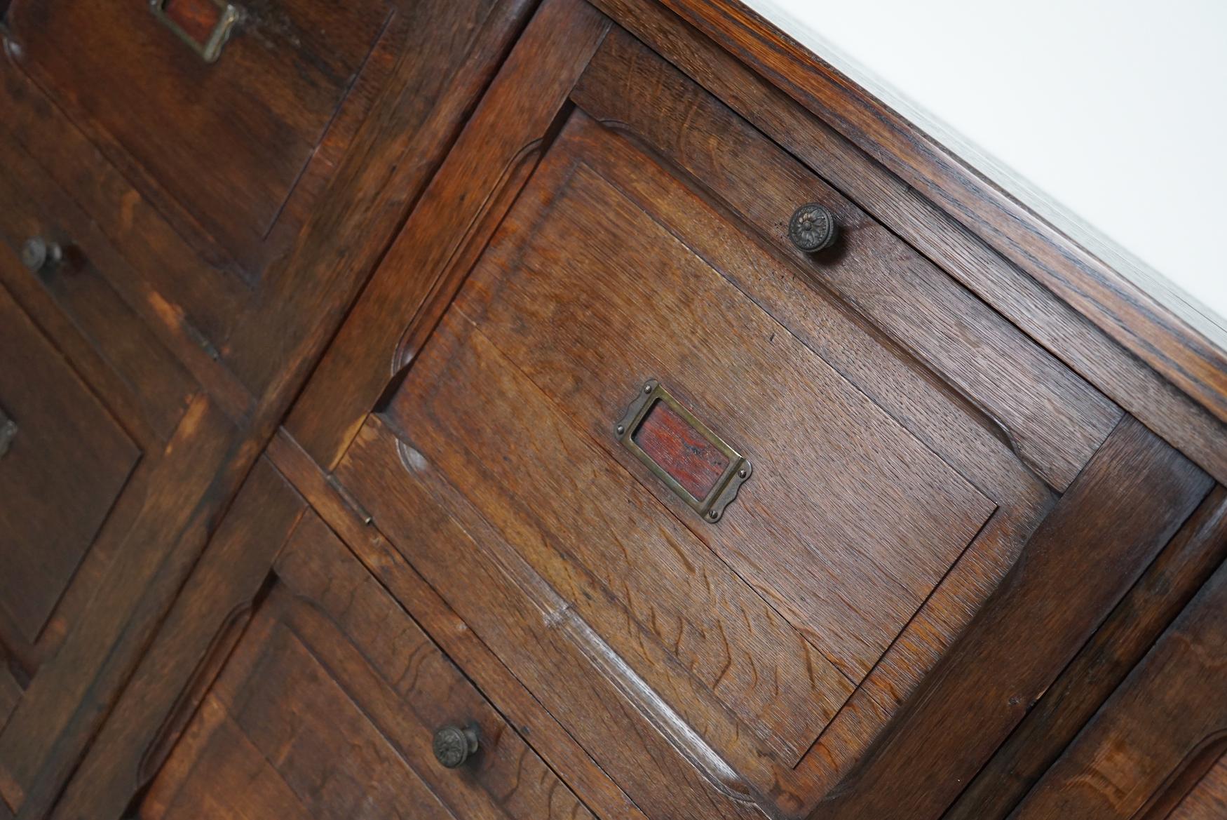 Antique French Oak Apothecary / Filing Cabinet Folding Doors, Late 19th Century 9