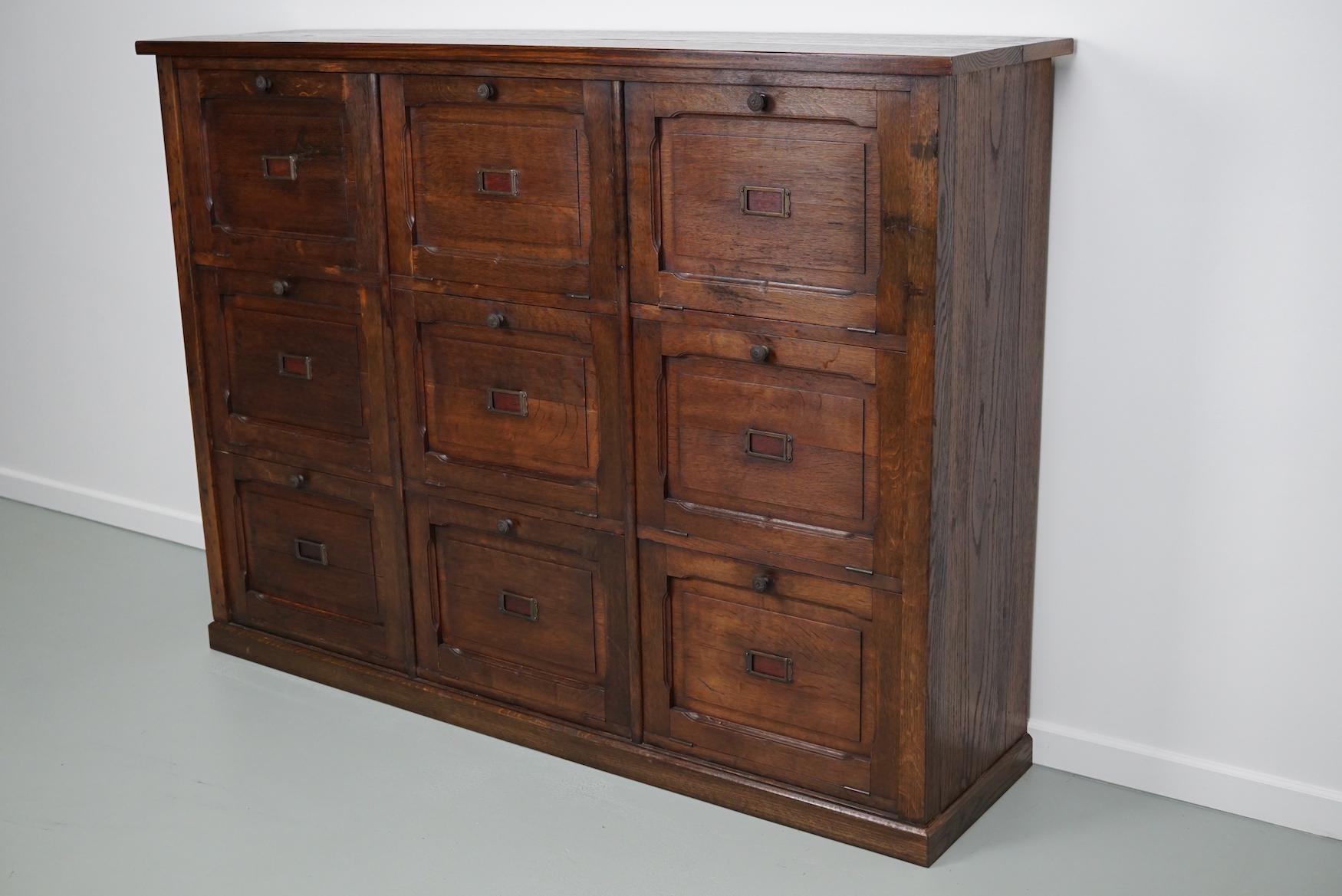 Antique French Oak Apothecary / Filing Cabinet Folding Doors, Late 19th Century 14