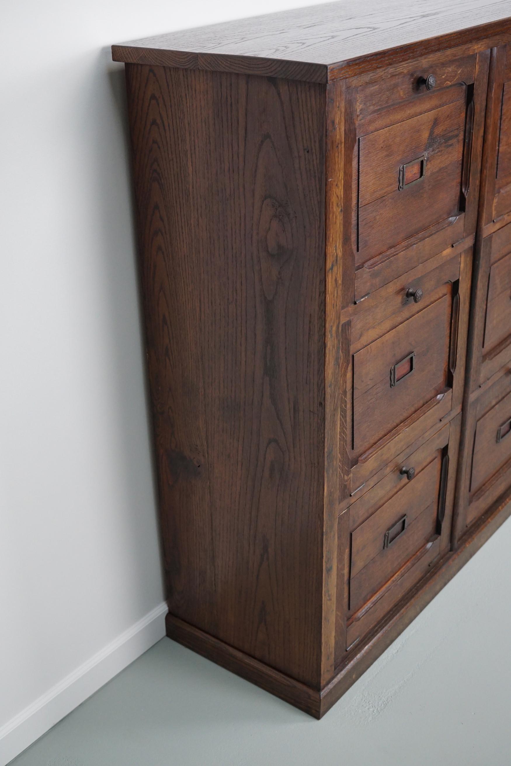 Industrial Antique French Oak Apothecary / Filing Cabinet Folding Doors, Late 19th Century