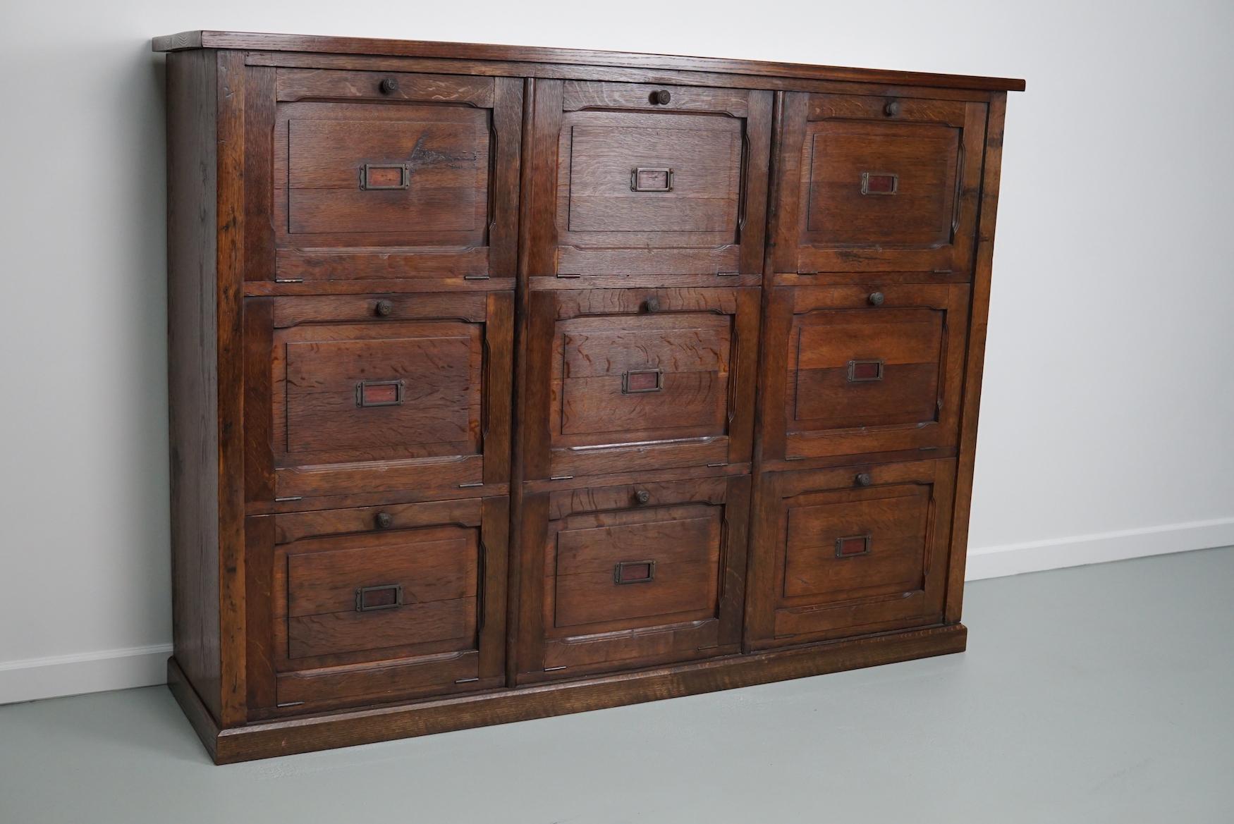 Antique French Oak Apothecary / Filing Cabinet Folding Doors, Late 19th Century 1