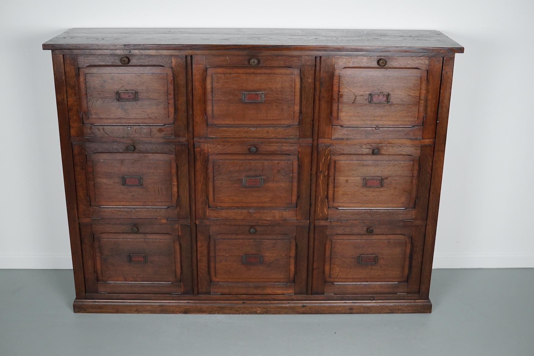 Antique French Oak Apothecary / Filing Cabinet Folding Doors, Late 19th Century 1
