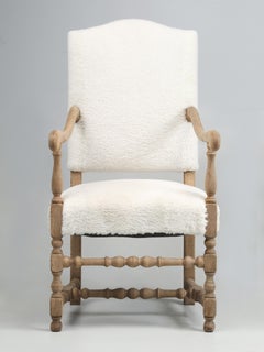 Antique French Oak Armchair Upholstered in Shearling Properly Restored c1800's