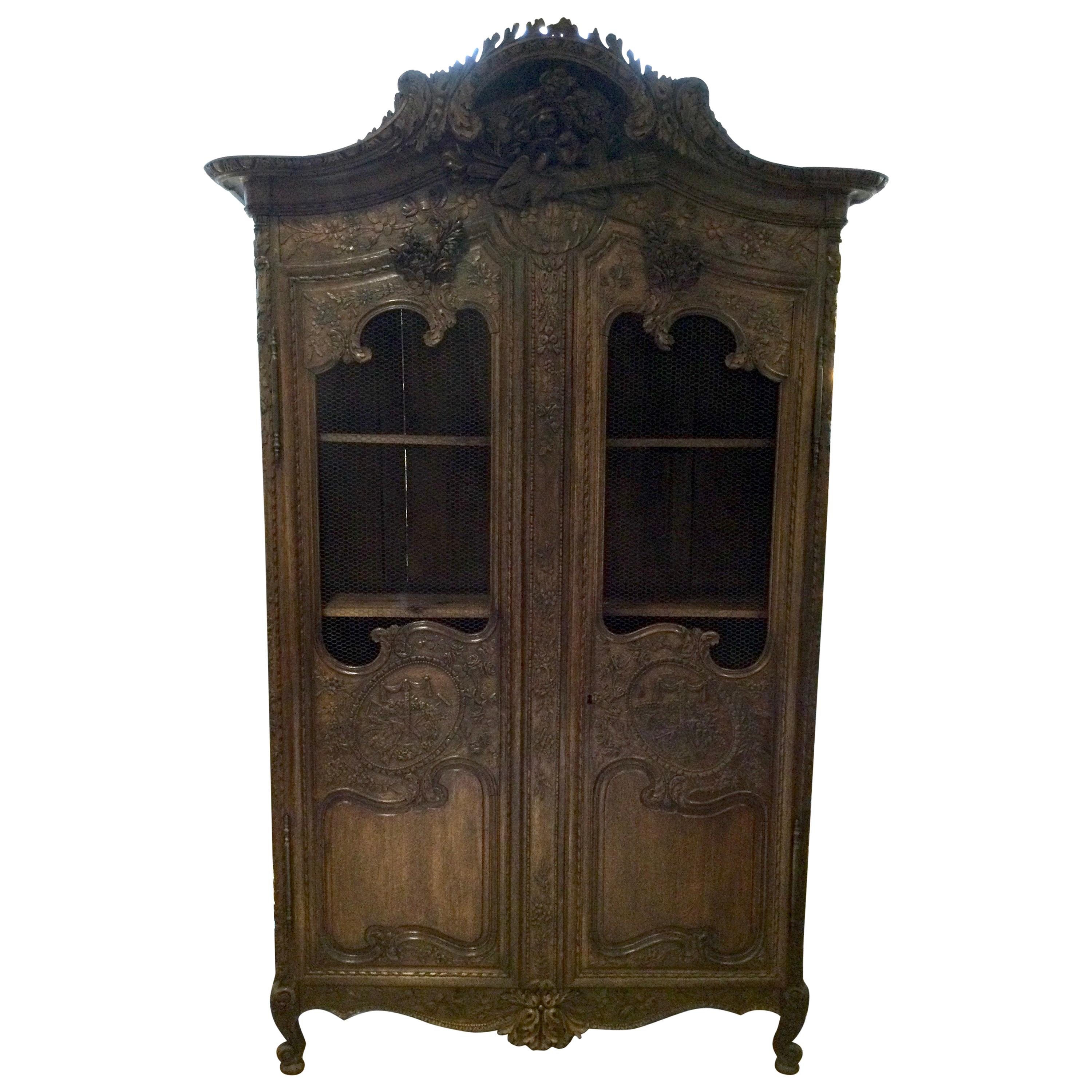 Antique French Oak Armoire, 18th Century For Sale