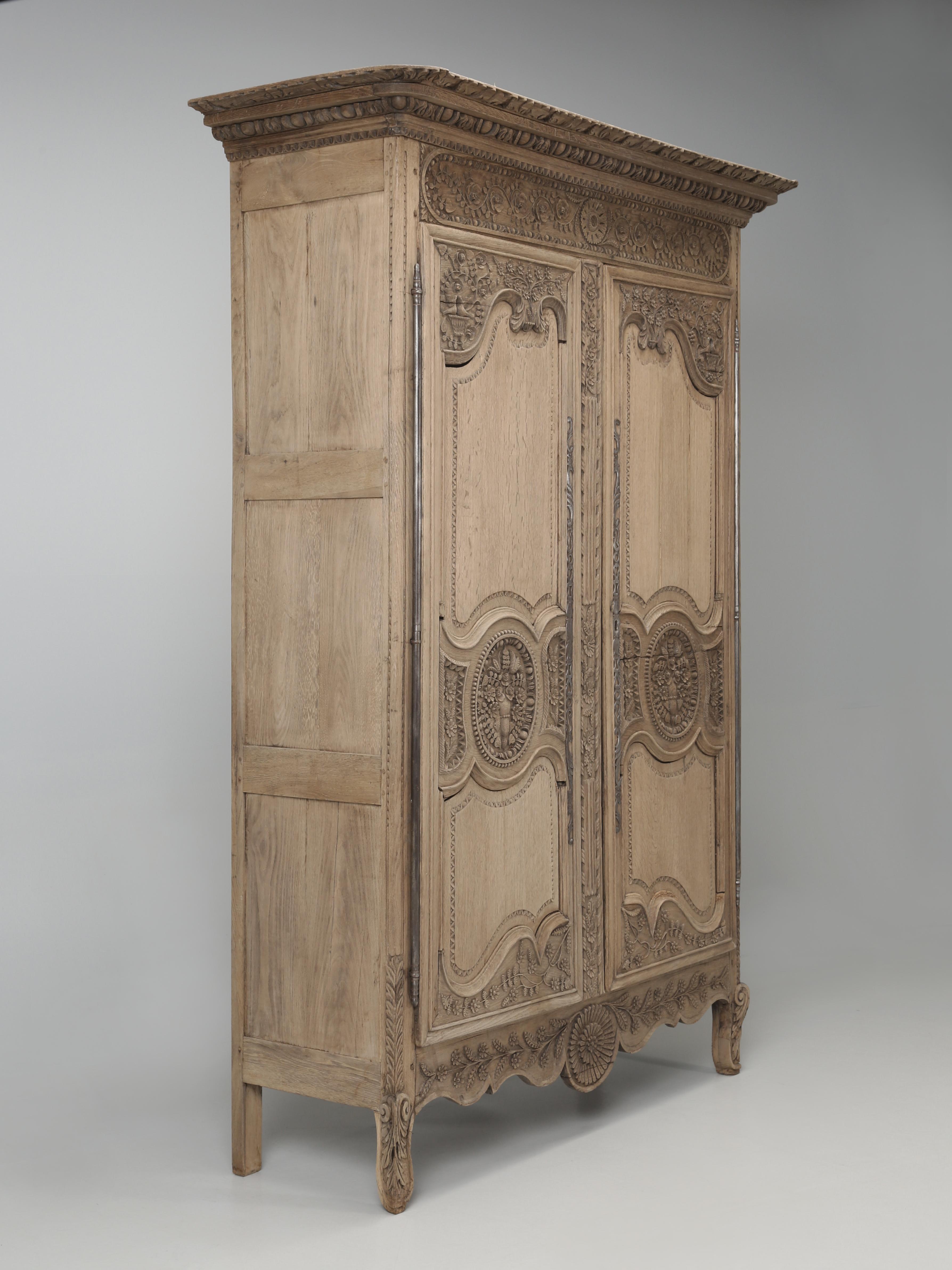 Country Antique French Oak Armoire from Normandy Region of France Unrestored Original