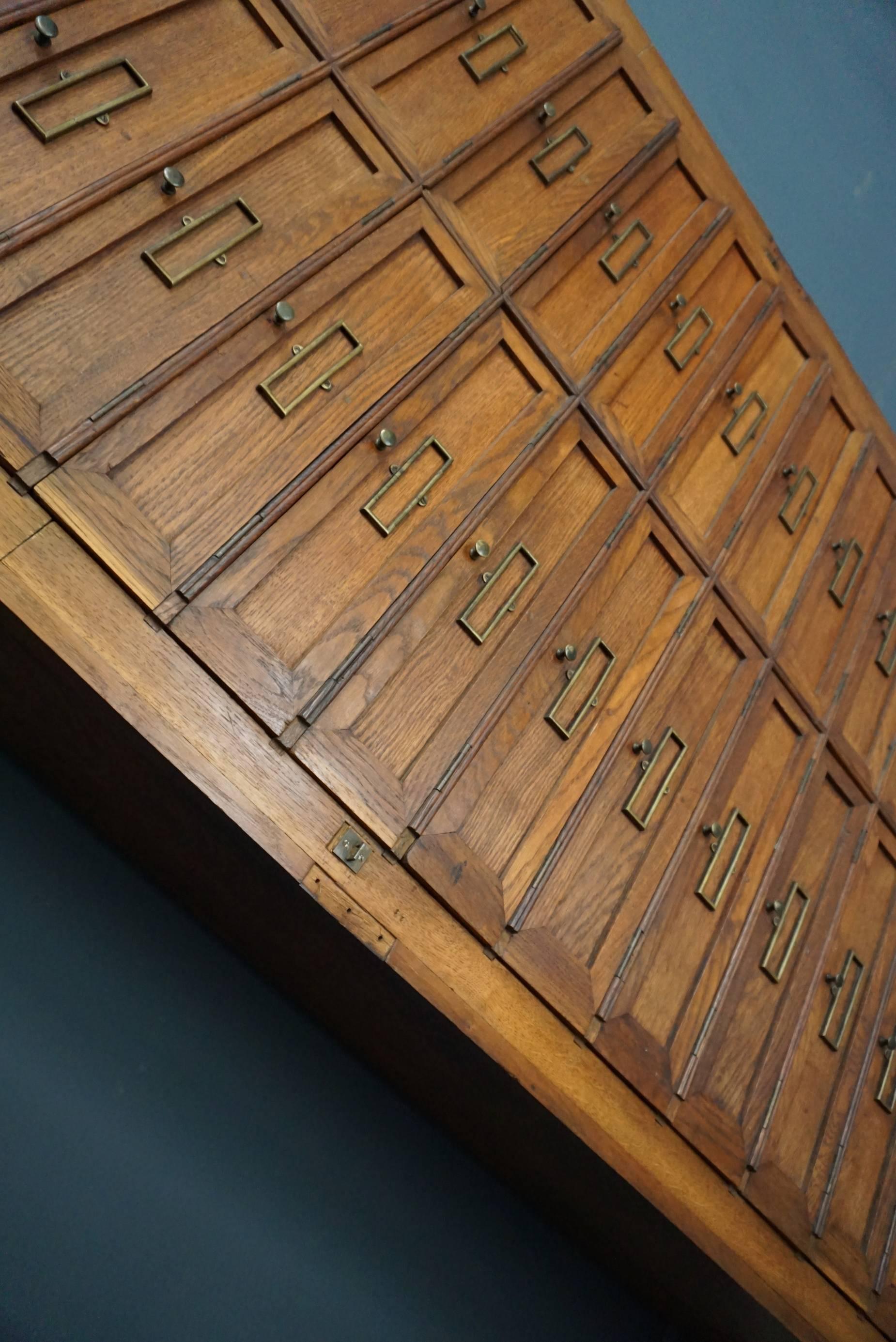 Antique French Oak Bank Cabinet with Drop Down Doors, 1900 In Good Condition In Nijmegen, NL