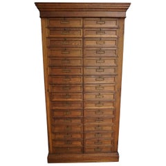 Antique French Oak Bank Cabinet with Drop Down Doors, 1900