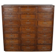 Antique French Oak Bank Cabinet with Drop Down Doors, ca 1920s