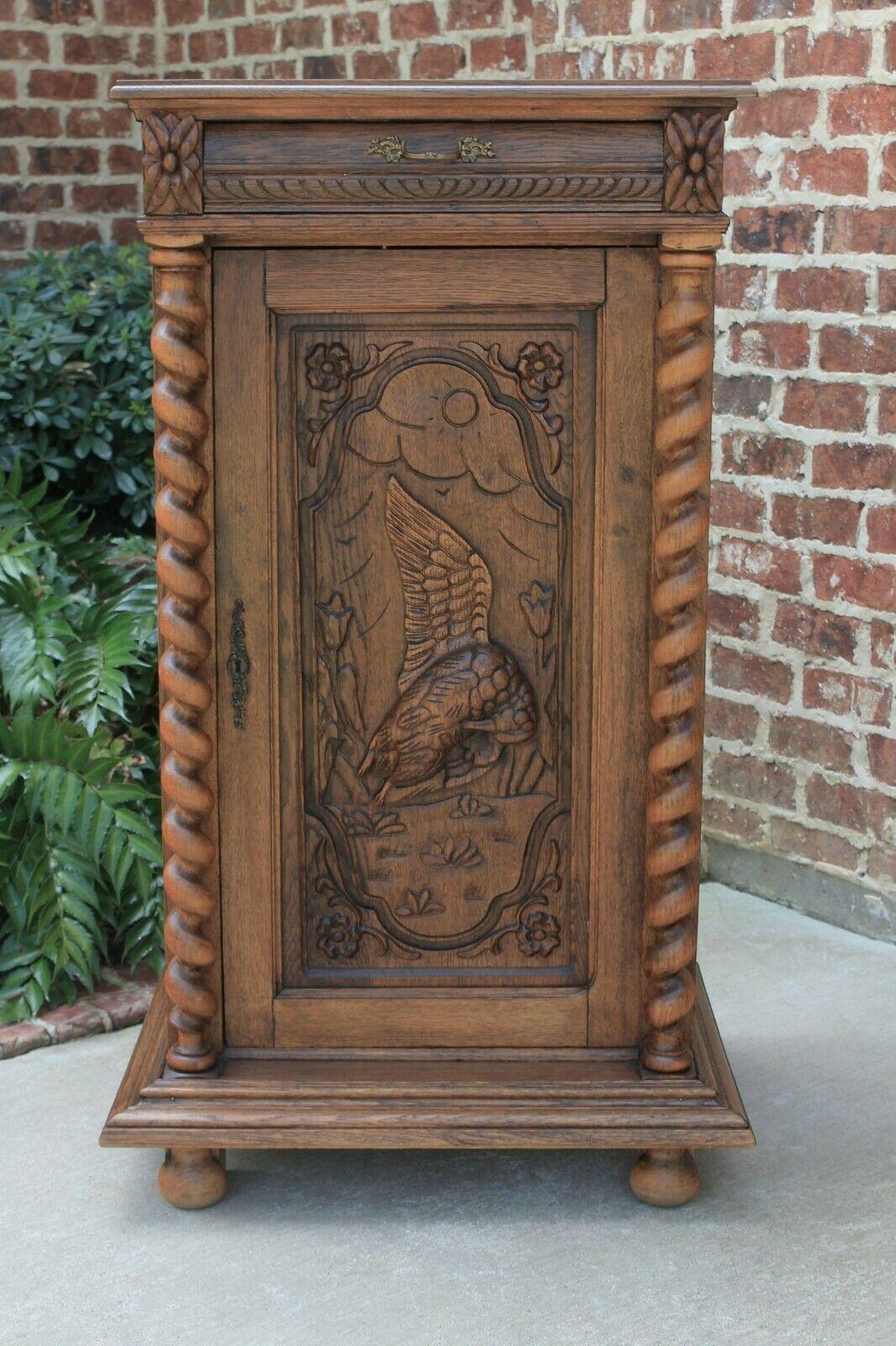 Antique French Oak Barley Twist Black Forest Bar Wine Liquor Cabinet Cupboard 4