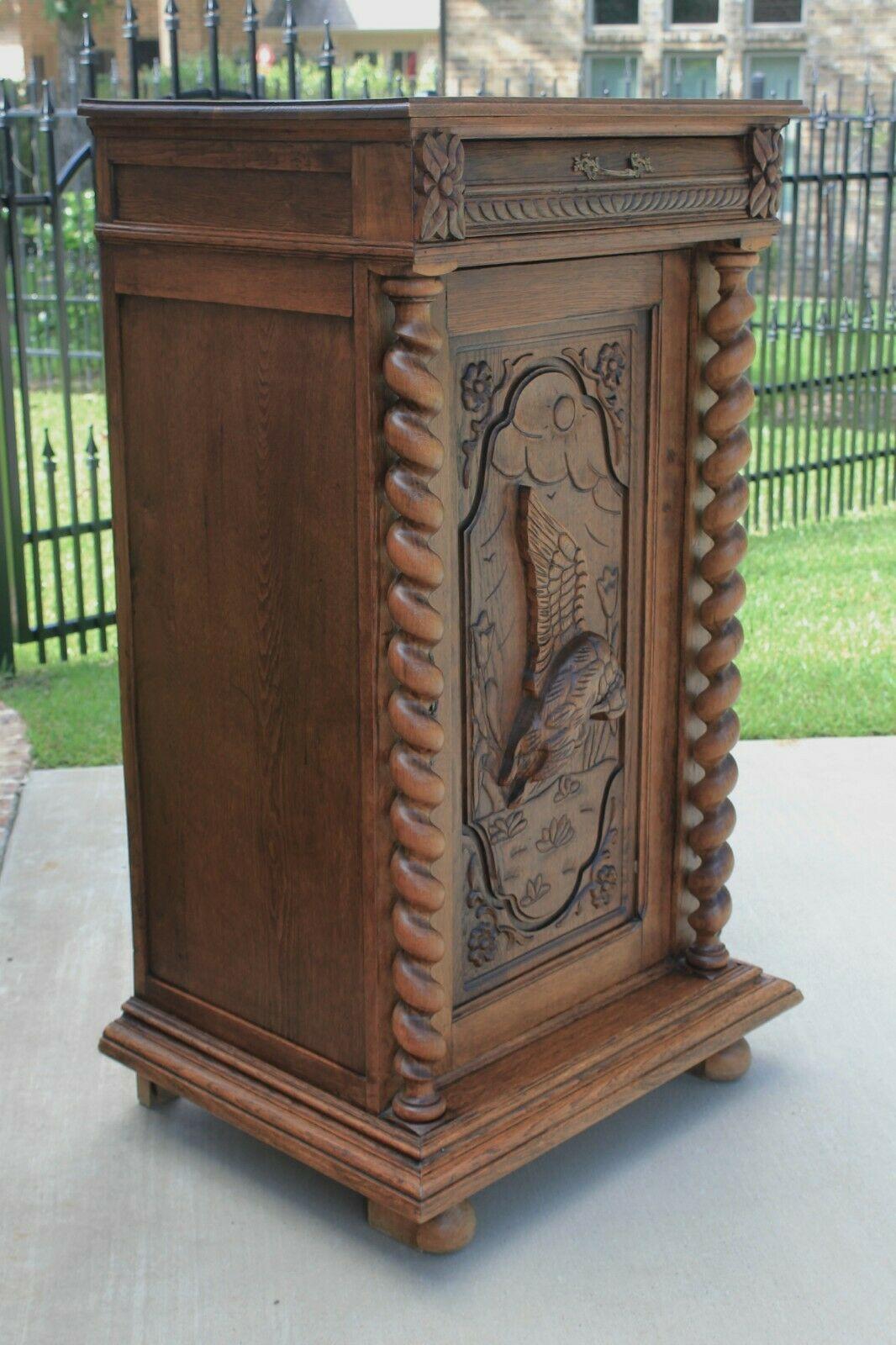 Antique French Oak Barley Twist Black Forest Bar Wine Liquor Cabinet Cupboard 5