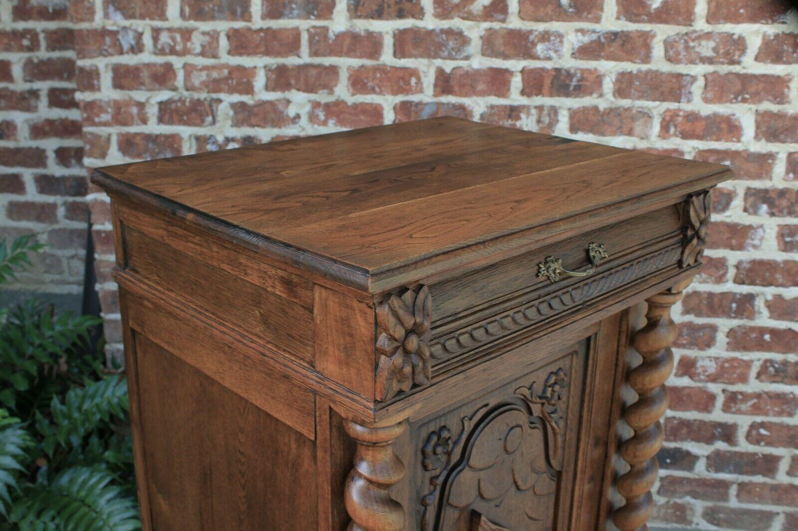Antique French Oak Barley Twist Black Forest Bar Wine Liquor Cabinet Cupboard 1