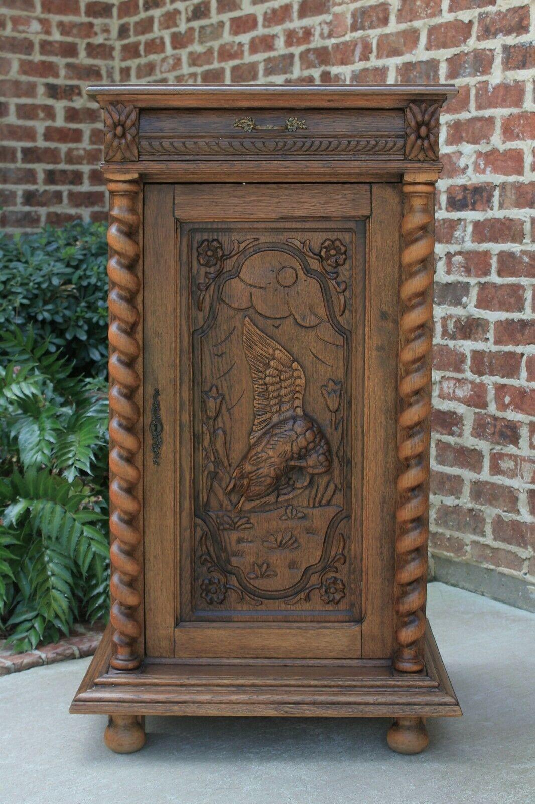 Antique French Oak Barley Twist Black Forest Bar Wine Liquor Cabinet Cupboard 2